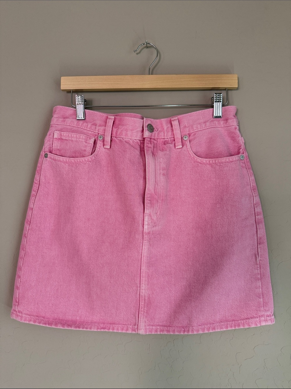 Madewell Retro Pink Denim Mini Skirt 5 pocket Sz 29